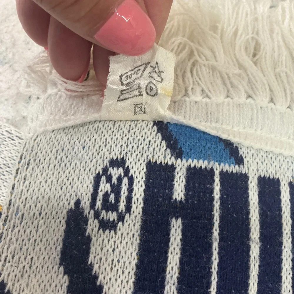 Puma Scarf Italia FIGC Soccer OS White Blue Striped Knit Fringe Made in Italy